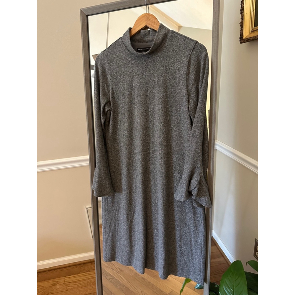 White House Black Market Gray Mock Neck Sweater Dress Size Medium